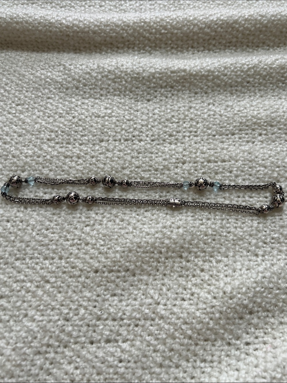 John Hardy blue topaz and silver dot necklace